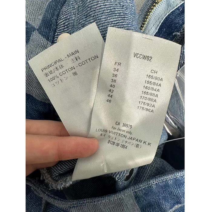 Louis Vuitton Women LV Damier Denim Skirt Cotton Blue Regular Fit 1AFGP2