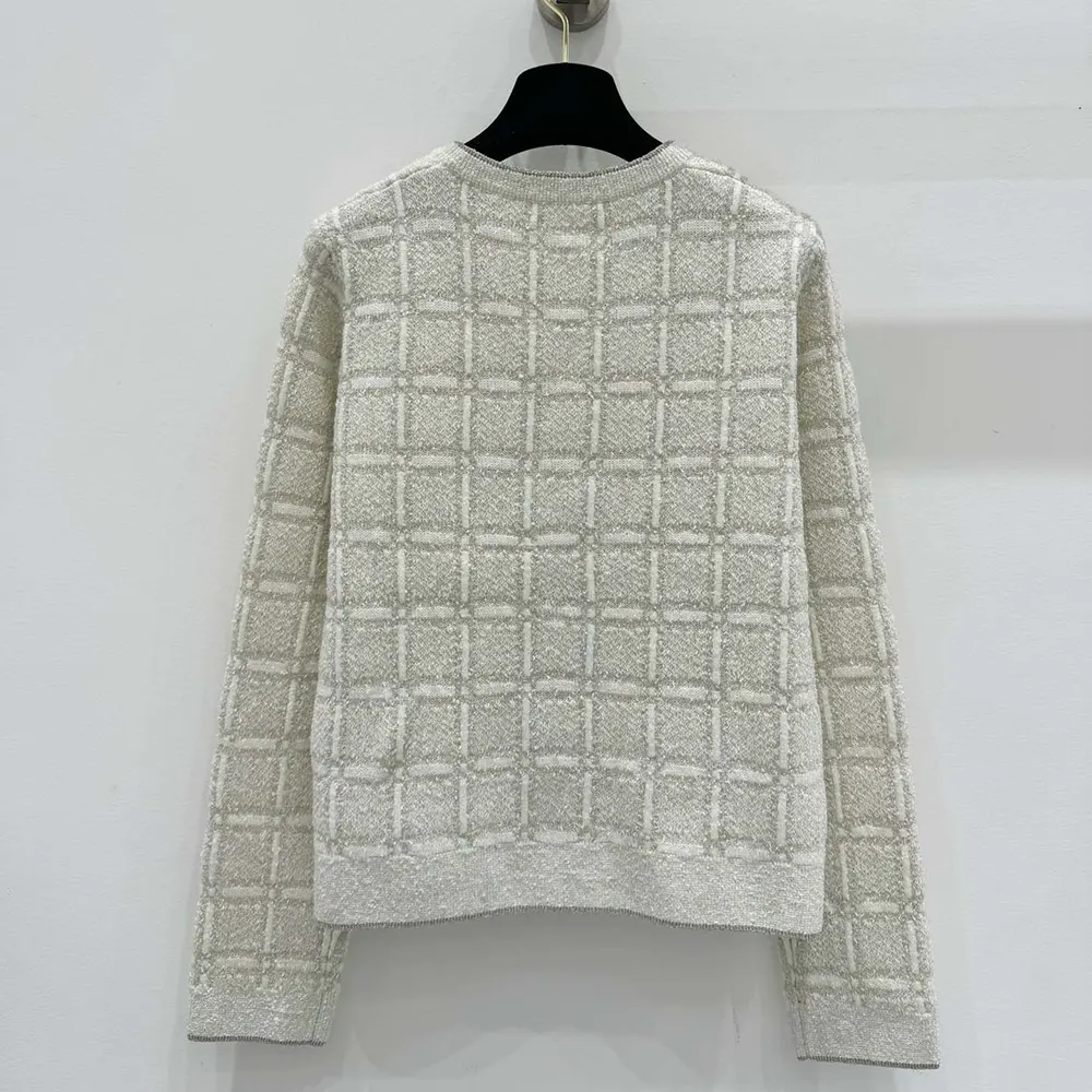 Gucci Women Wool and Lame Check Jacquard Cardigan 805754XKEDI9237