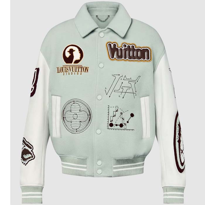 Louis Vuitton Women LV Varsity Leather Blouson Cropped Fit Epi Leather Sleeves Shirt Collar Cotton Wool