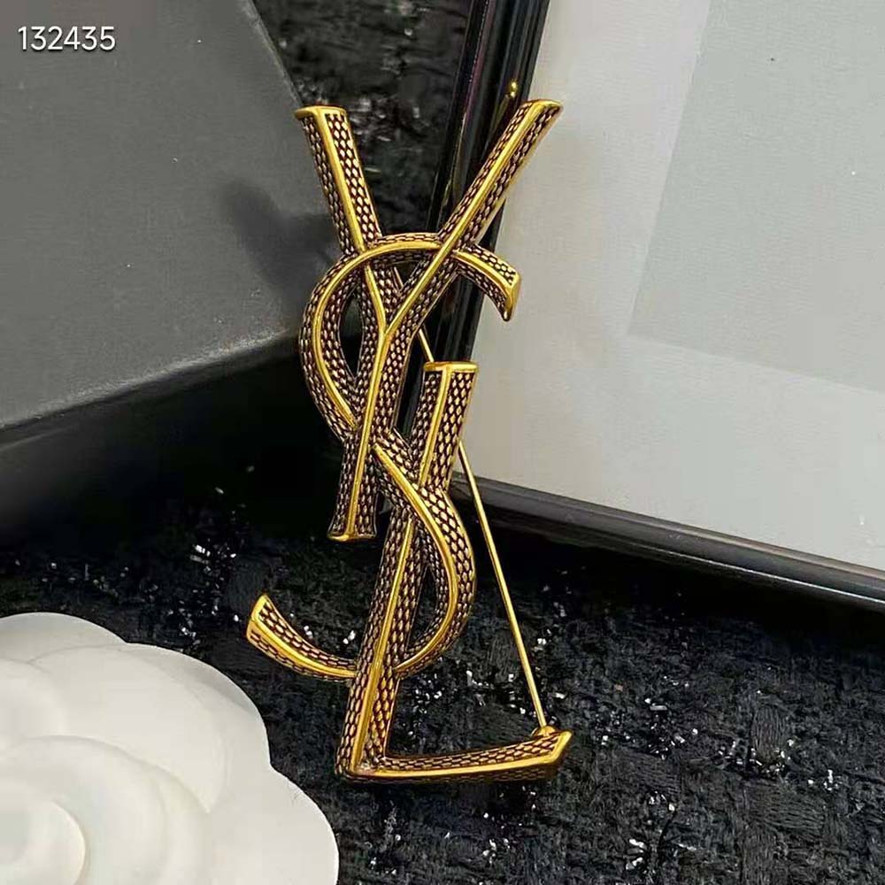 Saint Laurent YSL Women Opyum Ysl Snake Brooch in Metal