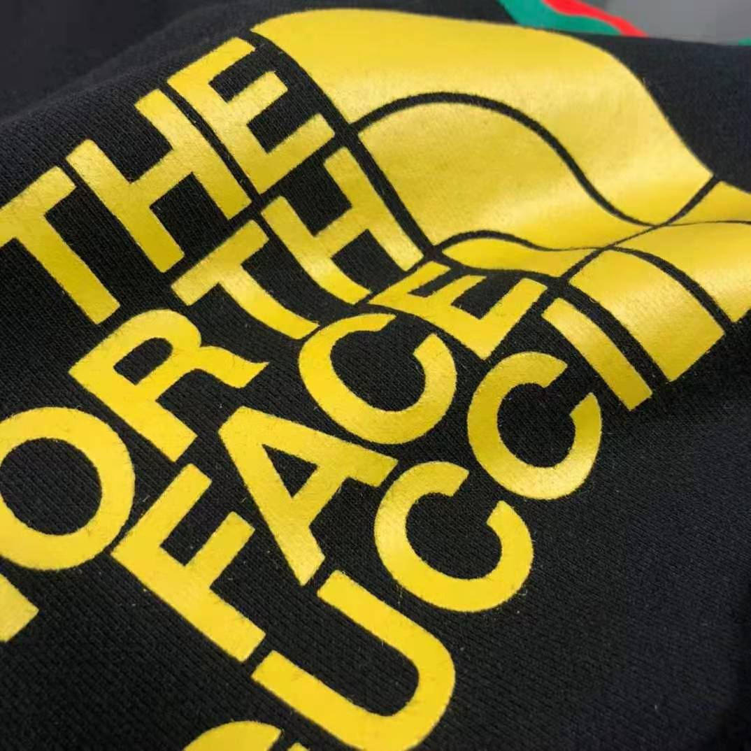 Gucci Women The North Face x Gucci Web Print Cotton Shorts Green Red Web-Black