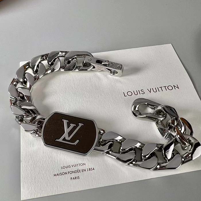 Louis Vuitton Unisex LV Shades Bracelet Brown Metal Silver-Colour Finish