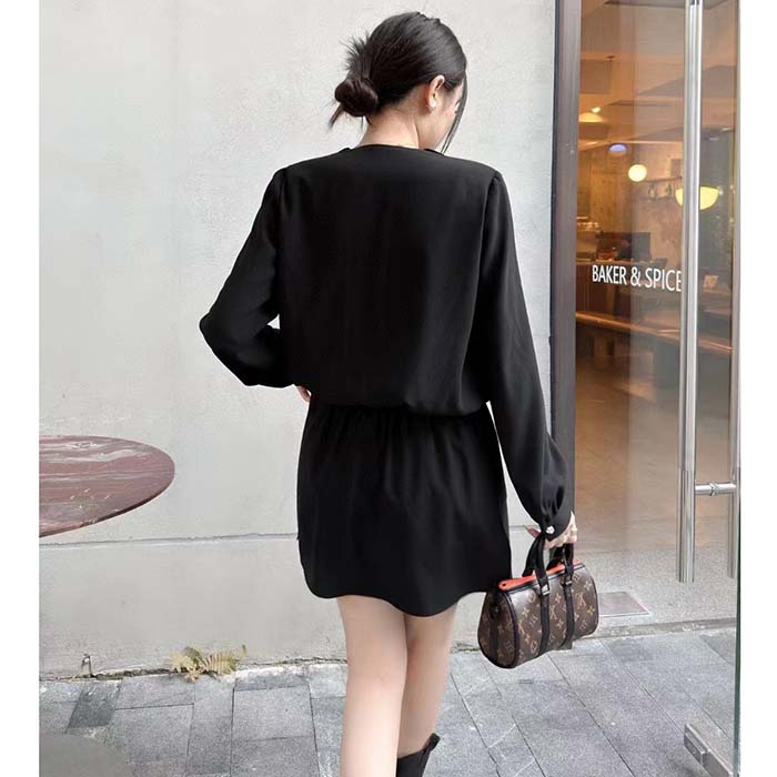 Louis Vuitton Women LV Shirt Dress Polyester Black Regular Fit