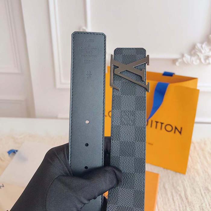 Louis Vuitton Unisex LV Initiales 40 MM Reversible Belt Grey Canvas Calf Leather M0213T