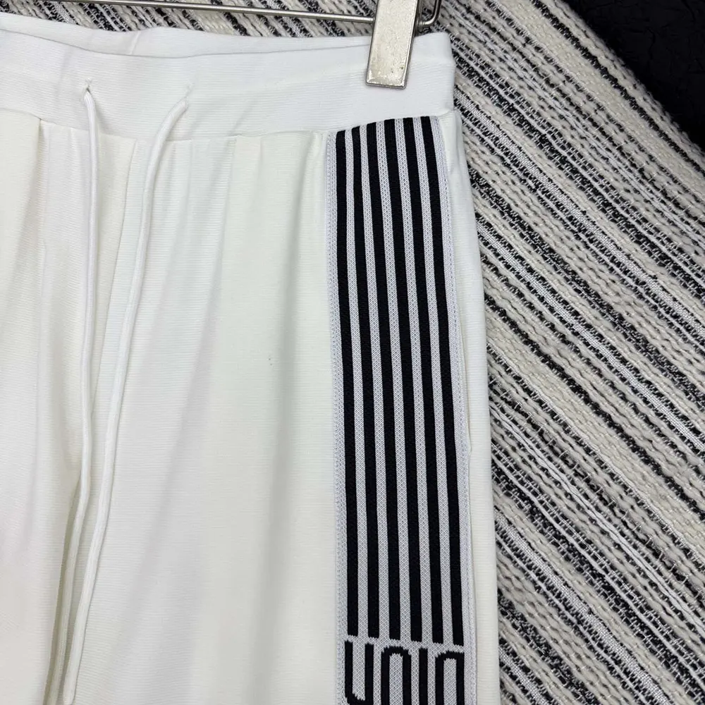 Dior Men Flared Pants Ecru Compact Technical Knit with Black Dior Graphique Motif