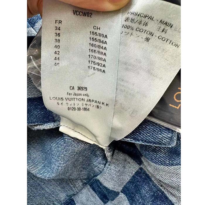 Louis Vuitton Women LV Damier Denim Jacket Cotton Blue Regular Fit 1AFGDH