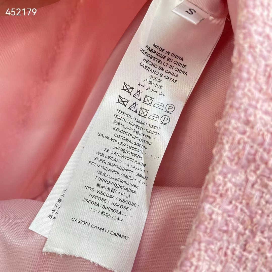 Gucci Women GG Silk Tweed Layered Skirt Pink Fitted Waistband Front Split Style ‎760862 ZAPUO 5642