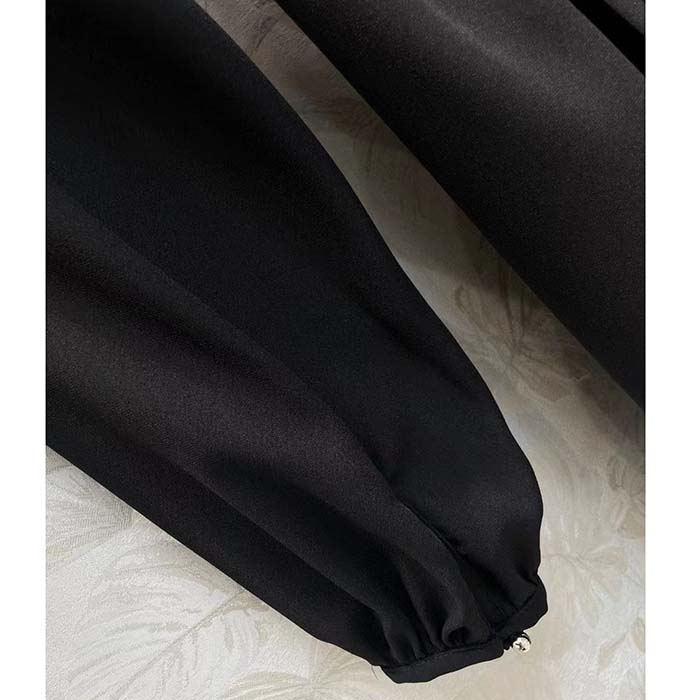 Louis Vuitton LV Women Monogram Accent Pleat Dress Silk Black 1AFDDG