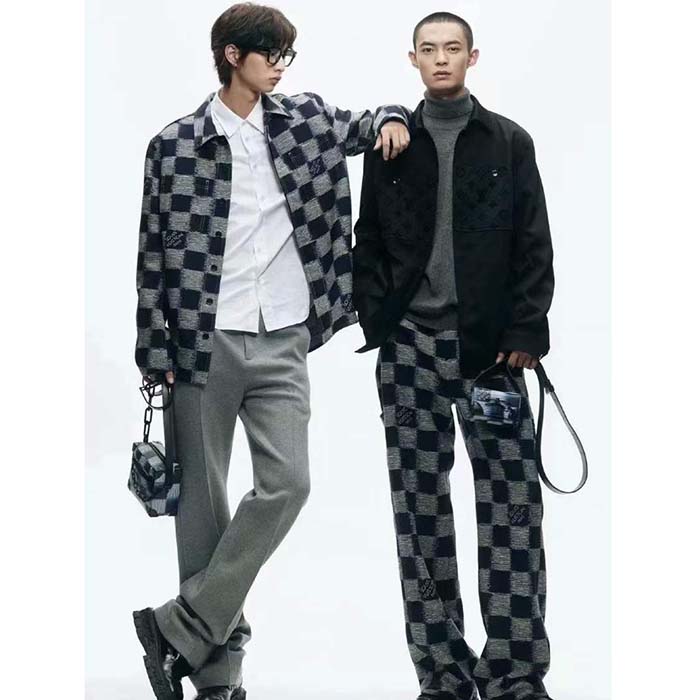 Louis Vuitton LV Men Damier Wool Overshirt Regular Fit 1AFAUN