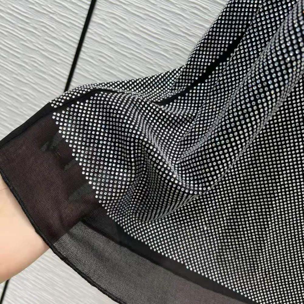 Prada Women Studded Chiffon Dress with a Fluid Silhouette