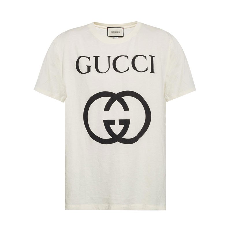 Gucci Men Oversize T-Shirt with Interlocking G-White