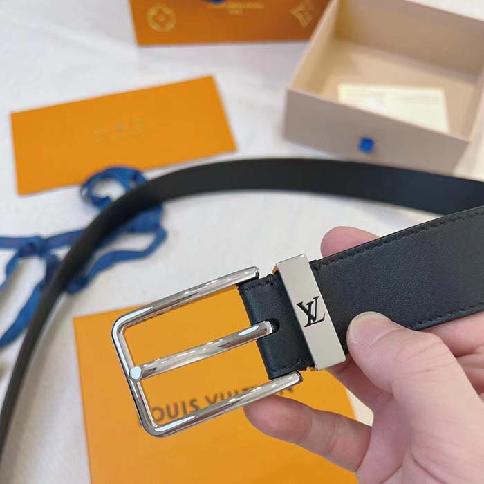 Louis Vuitton Unisex LV Pont Neuf 35mm Belt Anthracite Gray Ombre Calf Leather