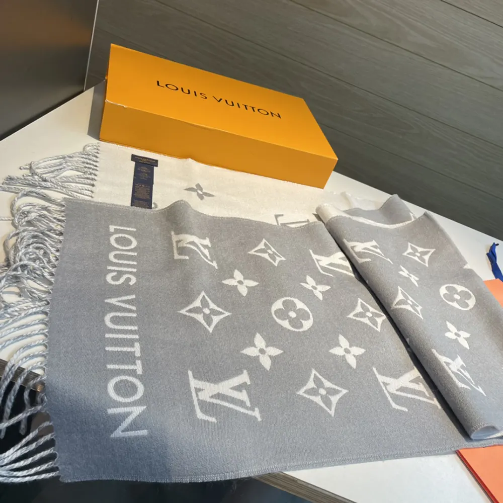Louis Vuitton Unisex All About Monogram Scarf-Light Grey M79226