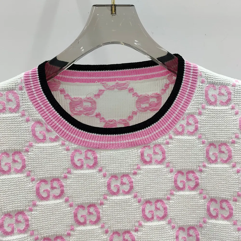 Gucci Women Cotton Crewneck Top with GG Intarsia 788766XKD1R9487