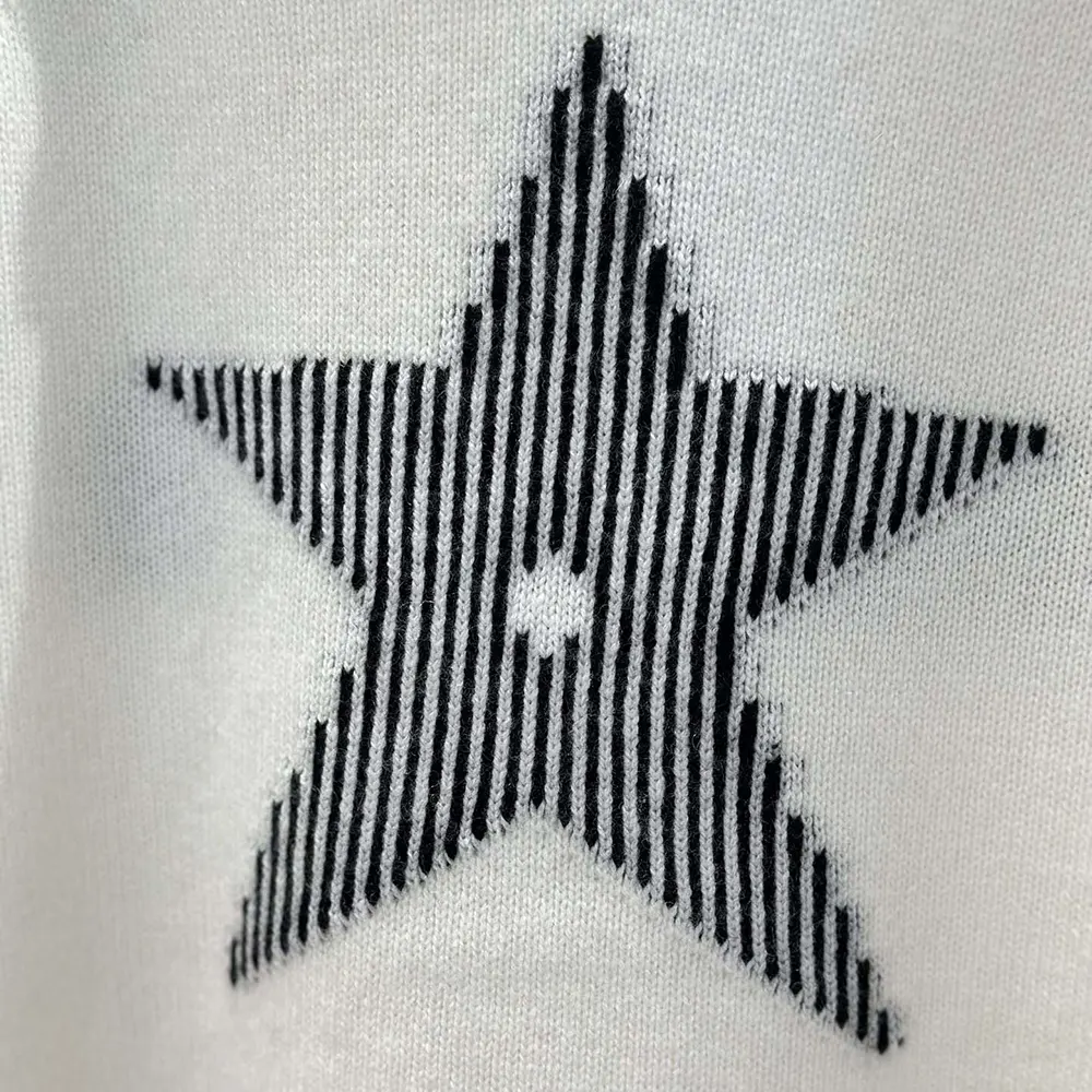 Dior Men DiorAlps Hooded Sweater White Wool and Cashmere Knit with Navy Blue Dior Star Motif