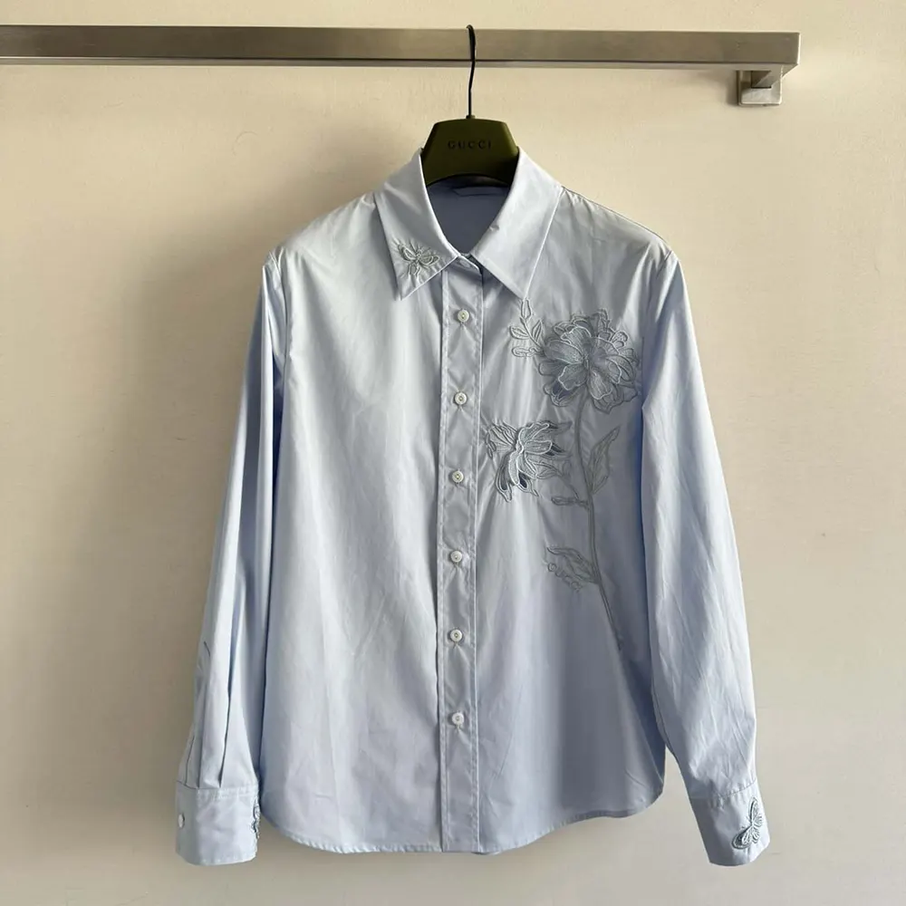 Gucci Women Cotton Poplin Shirt with Embroidery 835799Z7ADR