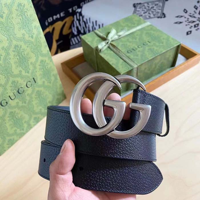 Gucci Unisex Marmont Belt Maxi GG Canvas Black Double G Buckle 3.8 CM Width