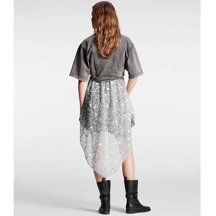 Louis Vuitton Women LV Snap Button T-Shirt Cotton Metal Grey Regular Fit