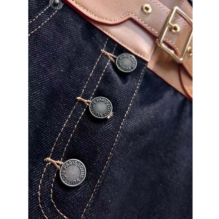 Louis Vuitton Women LV Eyelet Belt Denim Skirt Navy 1AFGNY