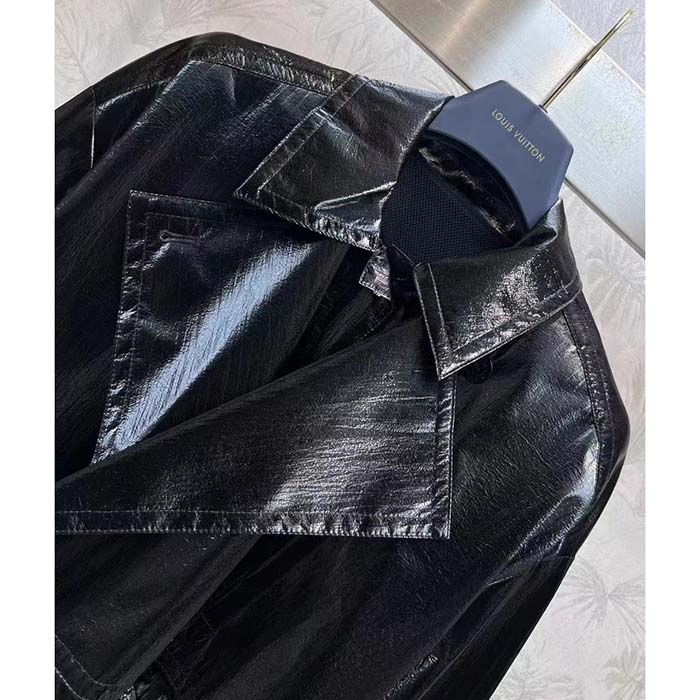 Louis Vuitton Women LV Wind Flap Trench Coat Black Regular Fit 1ABC6N