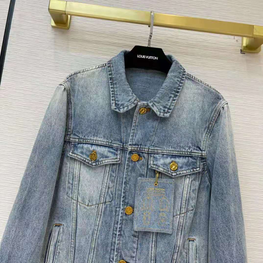 Louis Vuitton Women Staples Edition DNA Denim Jacket Cotton Indigo Regular Fit-Blue