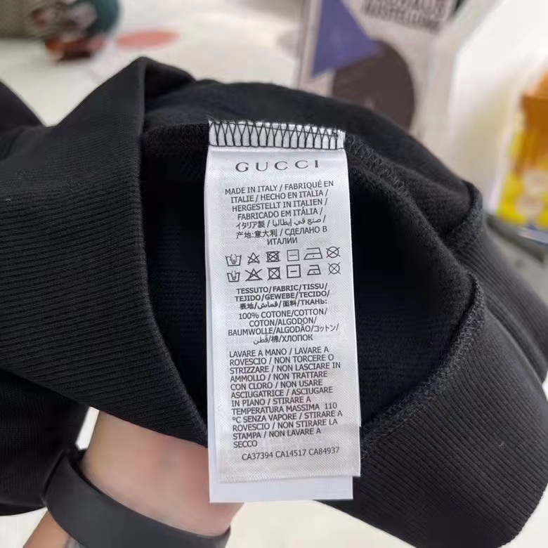 Gucci Men Logo Print Hooded Sweatshirt Black Heavy Felted Organic Cotton Jersey