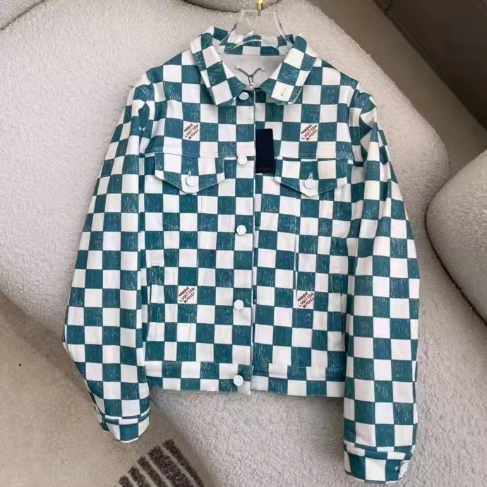 Louis Vuitton LV Women Damier Denim Trunker Jacket Ocean Cotton Regular Fit