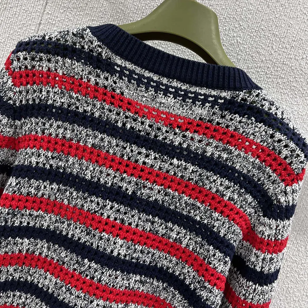 Gucci Women Striped Cotton Cardigan with Intarsia 835983