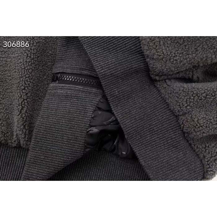 Louis Vuitton Women LV Fleece Blouson Regular Fit Front Zipped Closure Volcanic Ash