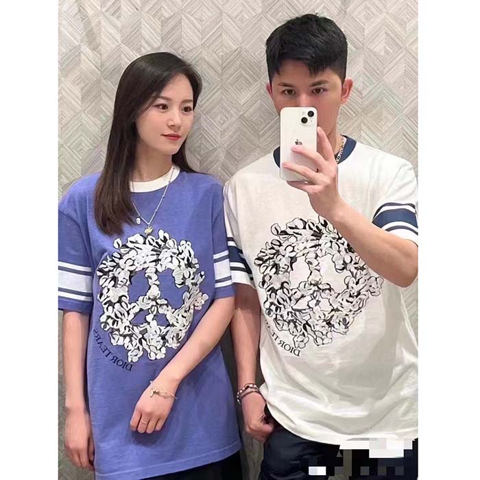 Dior Men CD Relaxed-Fit Dior Tears T-Shirt White Slub Cotton Jersey