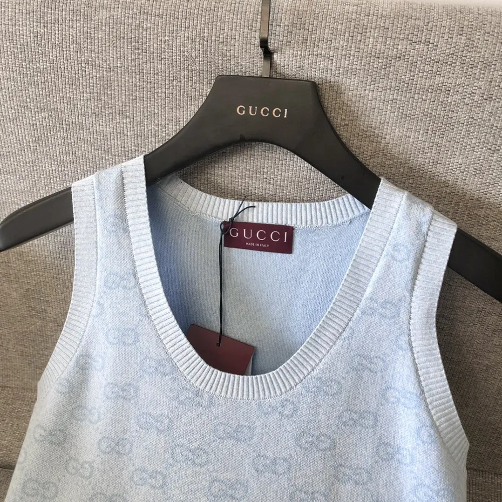 Gucci Women GG Cotton Jacquard Mini Dress-Light Blue 786403XKEPI