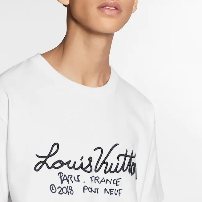 Louis Vuitton LV Men Pont Neuf Signature Print & Embroidery T-Shirt