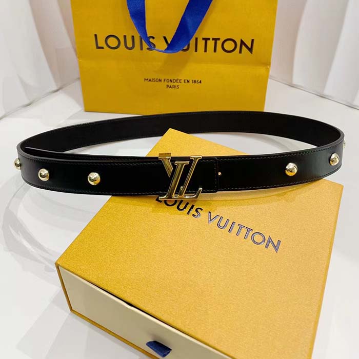 Louis Vuitton Unisex LV Initiales Studs 30mm Reversible Belt Black Leather Metal Studs