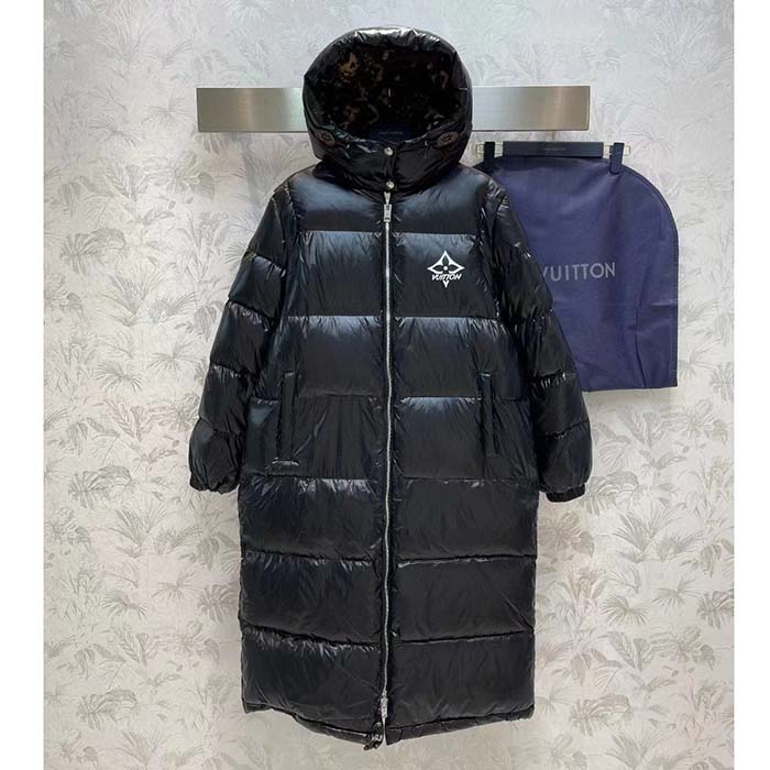 Louis Vuitton Women LV Glossy Long Puffer Coat Black Regular Fit Polyamide