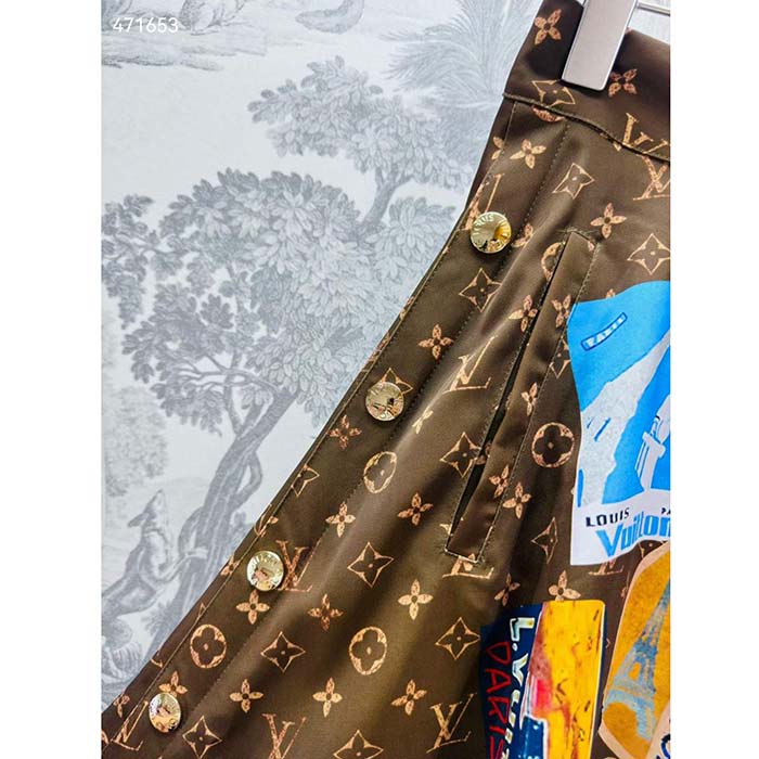 Louis Vuitton LV Women Elysee Palace Boxer Skirts Silk Dark Brown