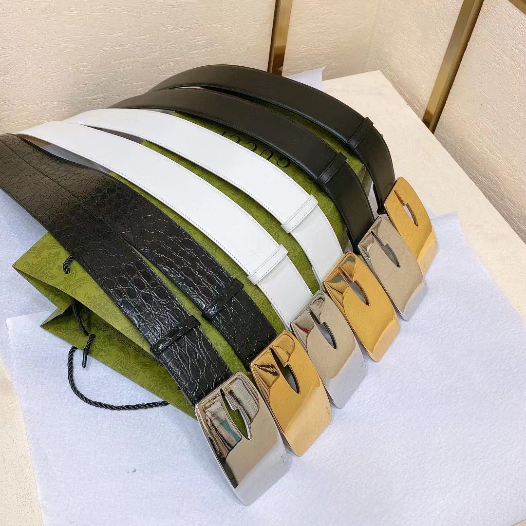 Gucci Unisex GG Wide Belt Retro G Buckle White Patent Leather 4.8 CM Width