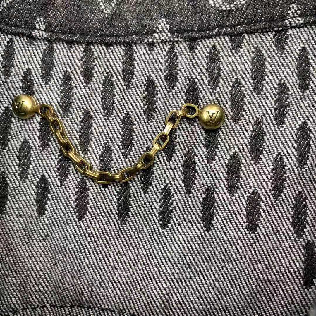 Louis Vuitton Women Giant Damier Waves Monogram Denim Jacket Cotton Regular Fit-Black