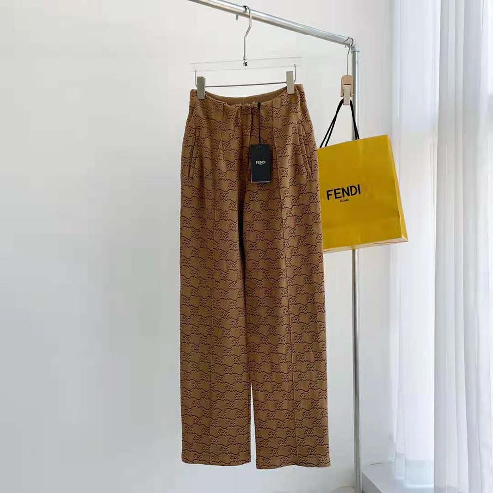 Fendi Women Pants Beige Velvet and Viscose Pants