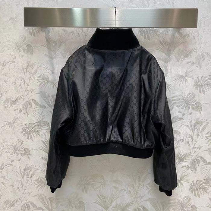 Gucci GG Women Bouclé Wool Jacket Interlocking G High Neck Dropped Shoulder