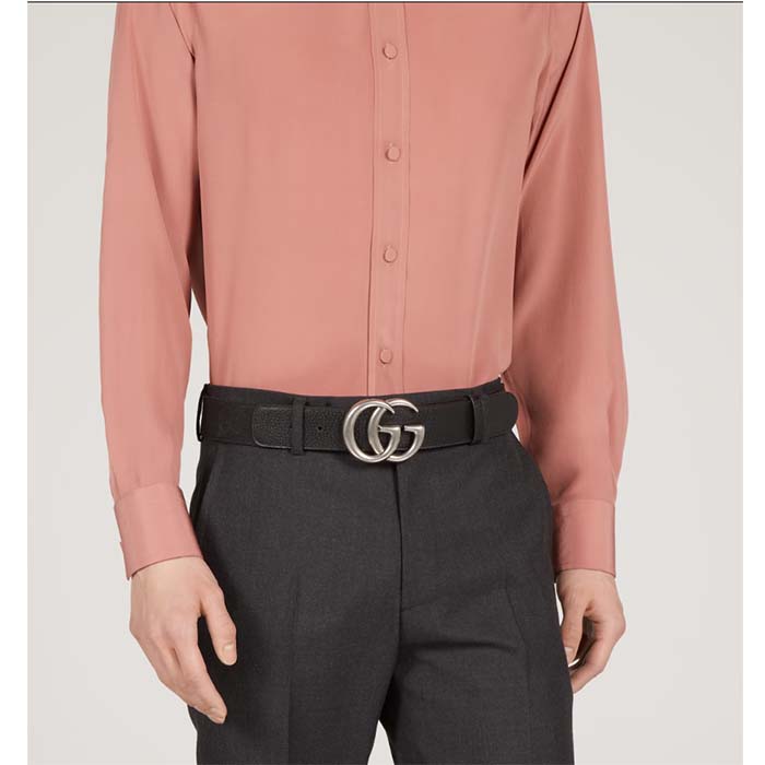 Gucci Unisex Marmont Belt Maxi GG Canvas Black Double G Buckle 3.8 CM Width