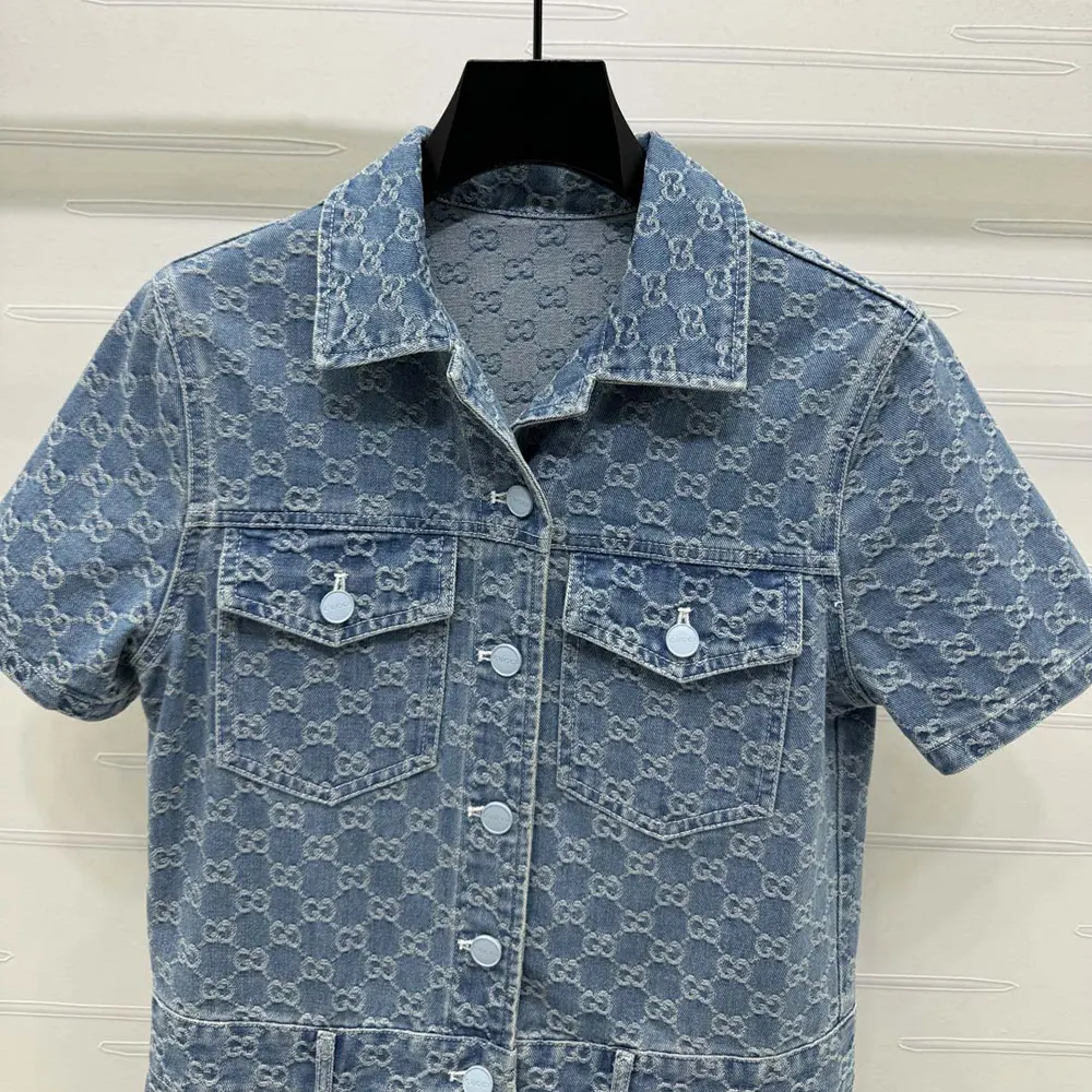 Gucci Women GG Denim Jacquard Jumpsuit 828549 XDDB2