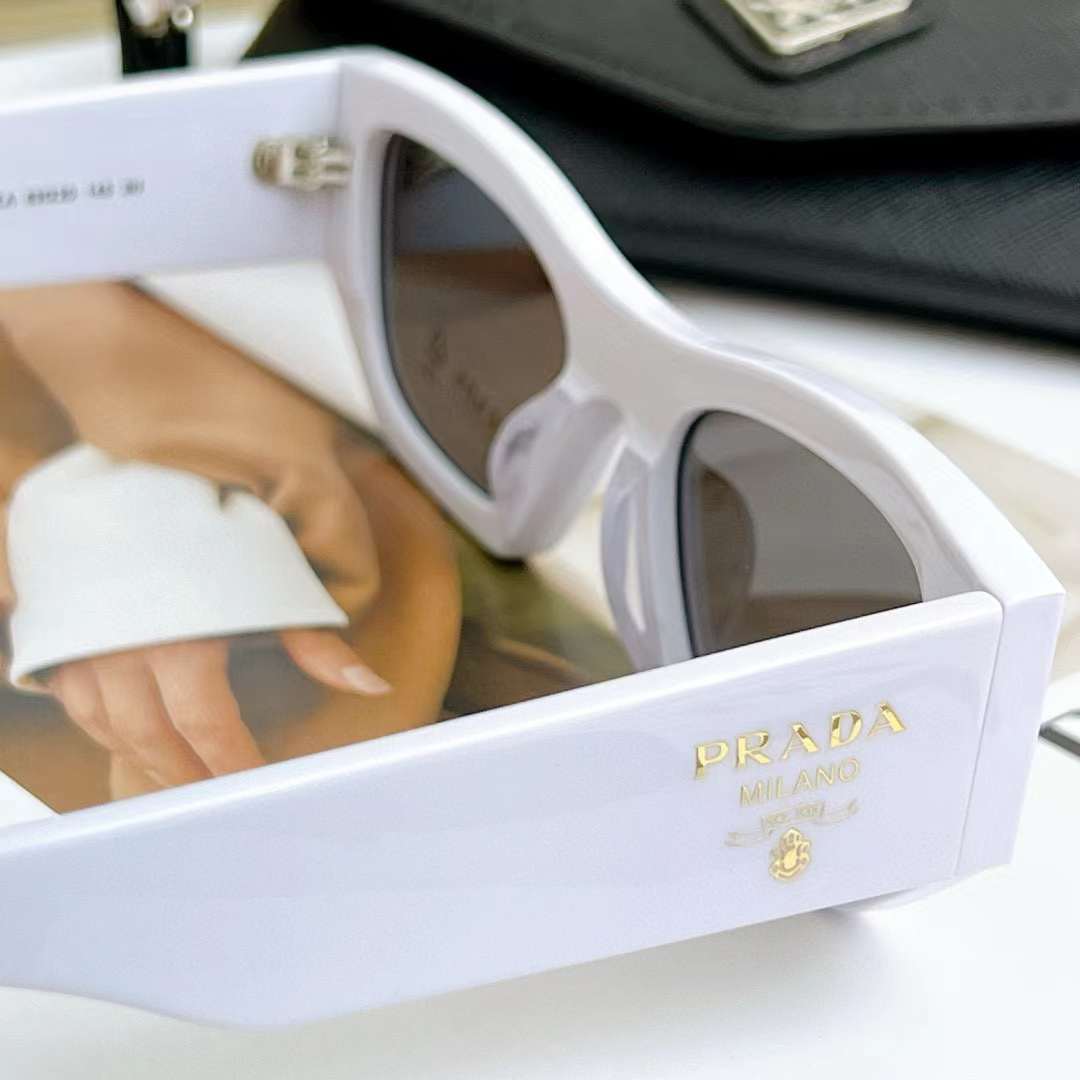 Prada Unisex Prada Symbole Sunglasses Acetate Frame Front Chalk White Standard Fit