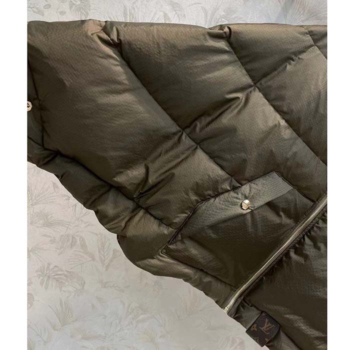 Louis Vuitton LV Women Monogram Accent Pillow Puffer Cape Khaki Regular Fit