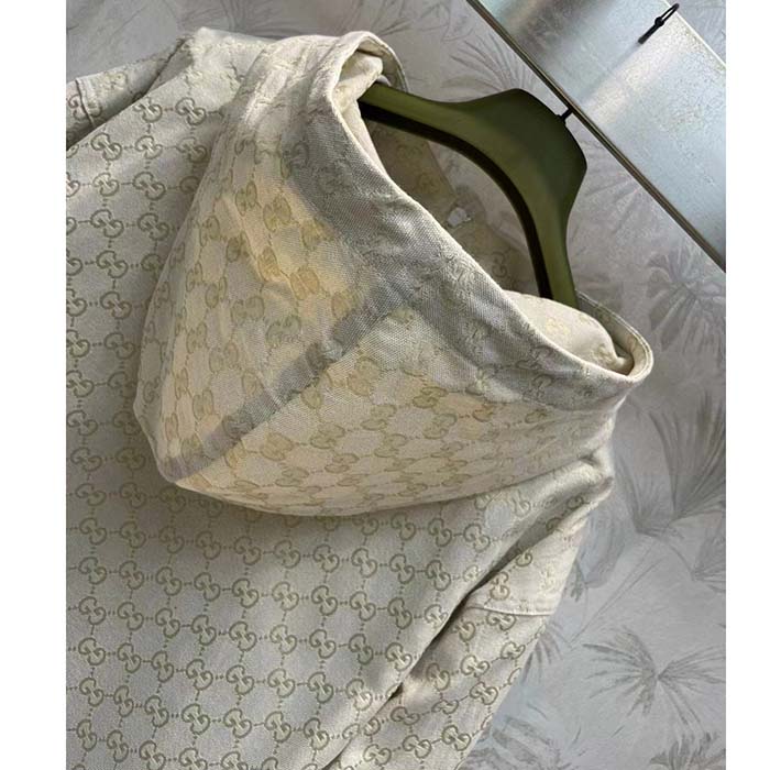 Gucci Women Jumbo GG Canvas Puffer Jacket Cotton Lined High Neck