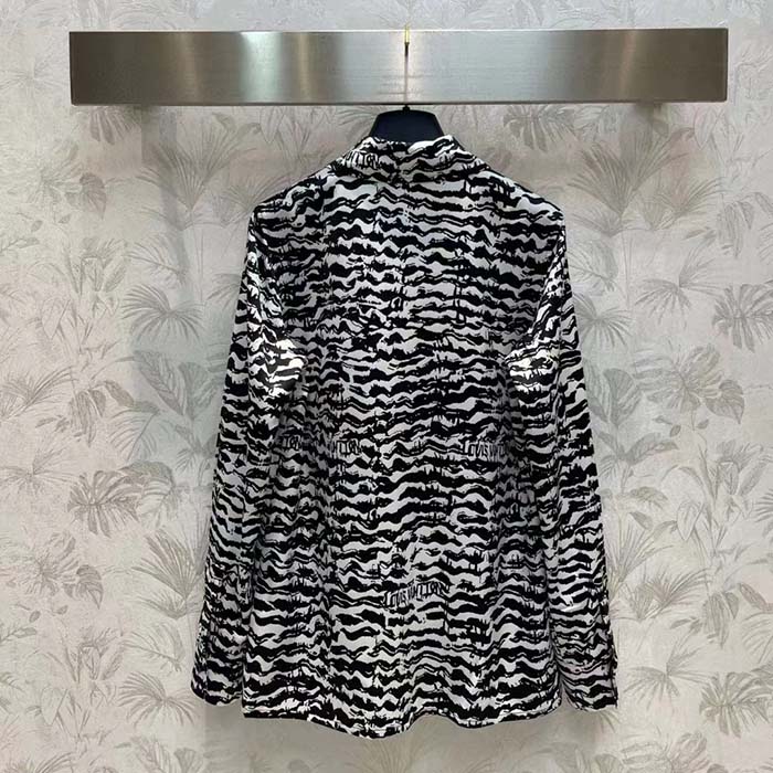Louis Vuitton Women LV Ink Tiger Silk Shirt Silk Black White Regular Fit
