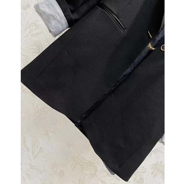 Louis Vuitton Women LV Jewel Button Tuxedo Jacket Cotton Wool Mohair Black