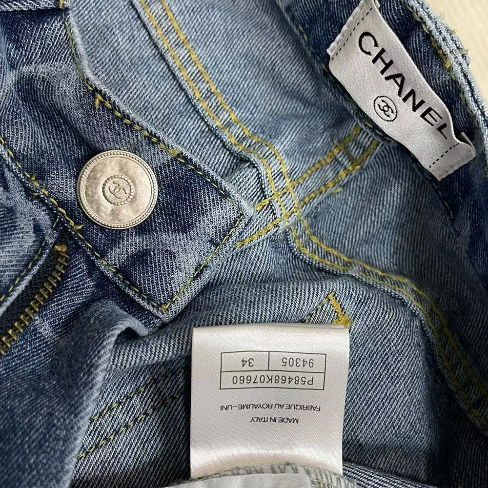 Chanel Women CC Jeans Flared Jeans in Washed Denim