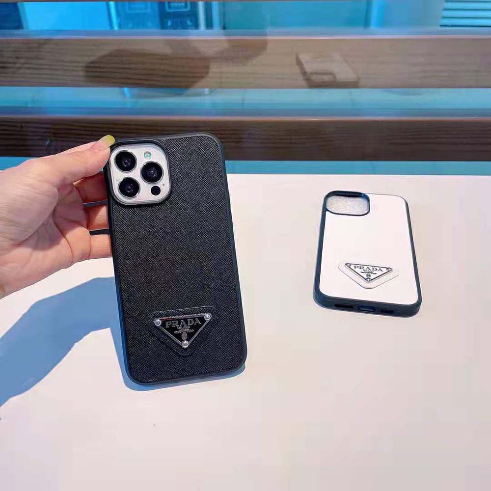 Prada Women Saffiano Leather iPhone Cover-Black