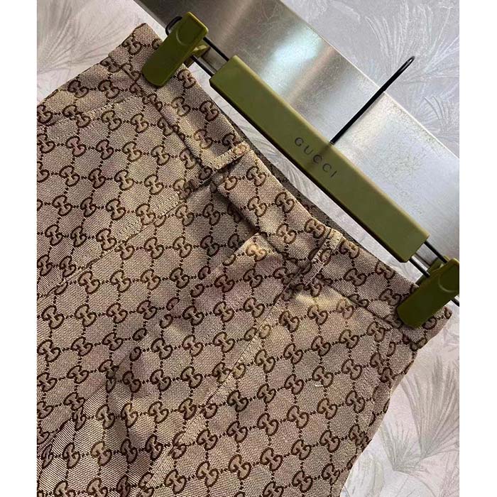 Gucci Men GG Canvas Pant Belt Loops Wide Leg Cropped Length