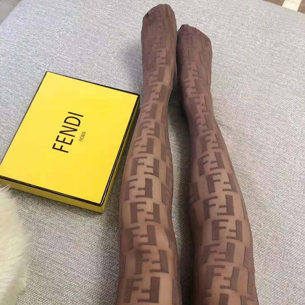 Fendi Women Tights Beige Nylon Pantyhose